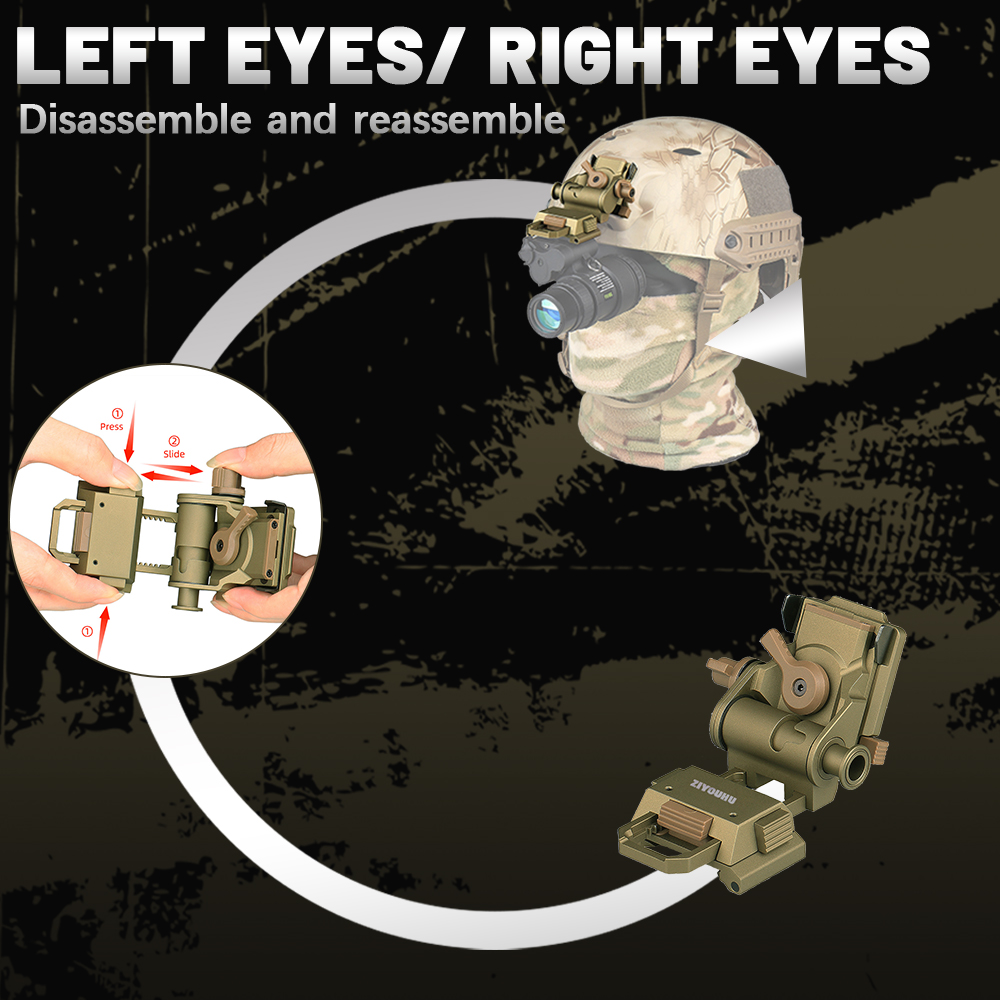 ZIYOUHU DVS-D New NVG Helmet Mount Accessories for L4G24 Dovetail PVS-15, PVS-18 Night Vision Monocular Binoculars Head Mounted Application Scenario