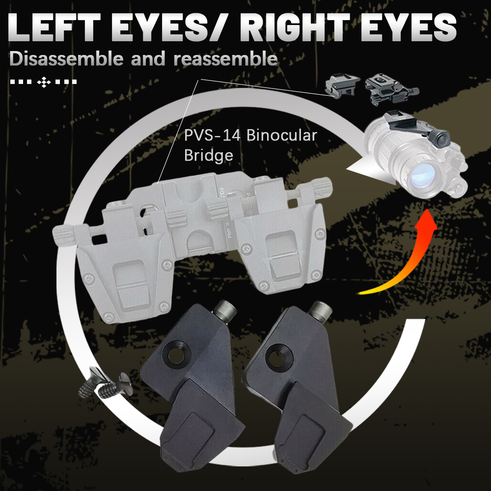 DVS-S NVG Bridge Arm Assembly Aluminum Dovetail Shoes for AN/PVS-14 Night Vision Monocular Bridging Binocular Helmet Mounting Application Scenario