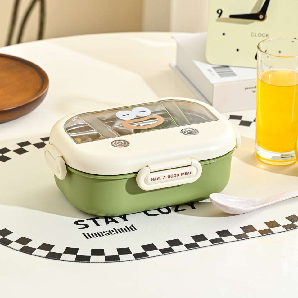 M73-9971 fresh and light color lunch box, 304 stainless steel double-layer heat and cold preservation material children's lunch box details Picture