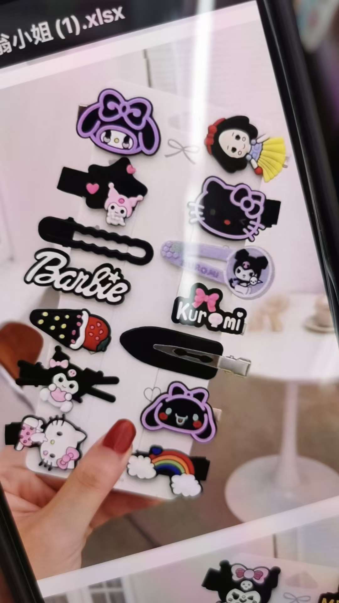 New cute Kuromi children's hair clips, cute cartoon hair clips for little girls, sweet side bangs, bb clips, black headwear, children's summer cuteness details Picture