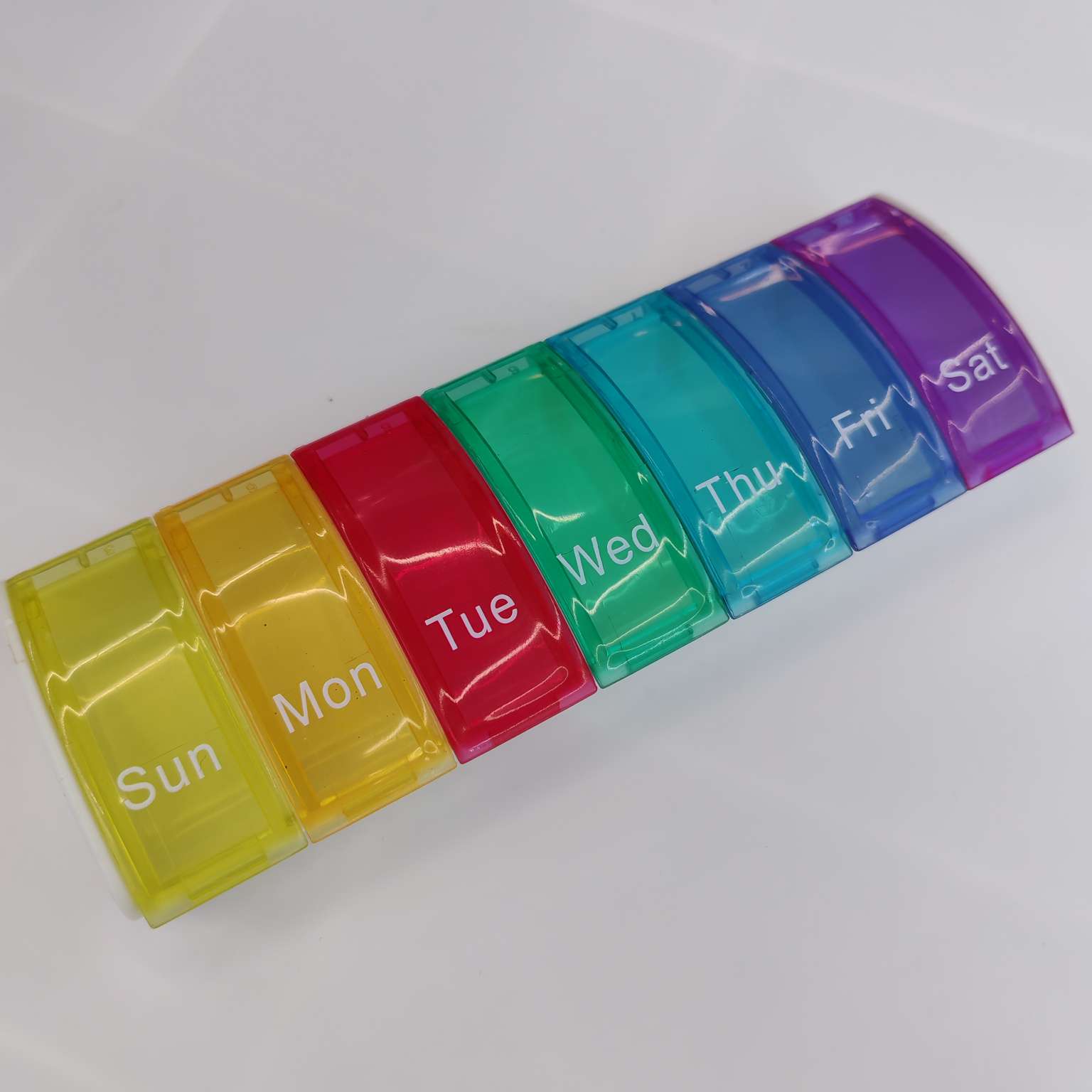One Week Pill Box Portable Travel Pill Box 7 Days Rainbow Mini Pill Box Multi-Functional Capsule Medicine Dispense Box undefined