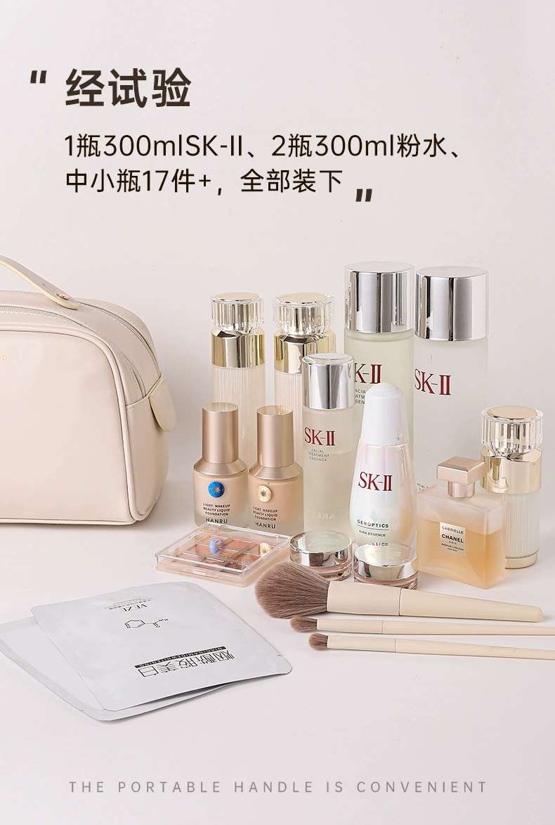 The new PU double-zipper cosmetic bag features a large capacity, portability, and a high level of appearance. It is a hand-held toiletry bag and a cosmetic storage bag detail image 2