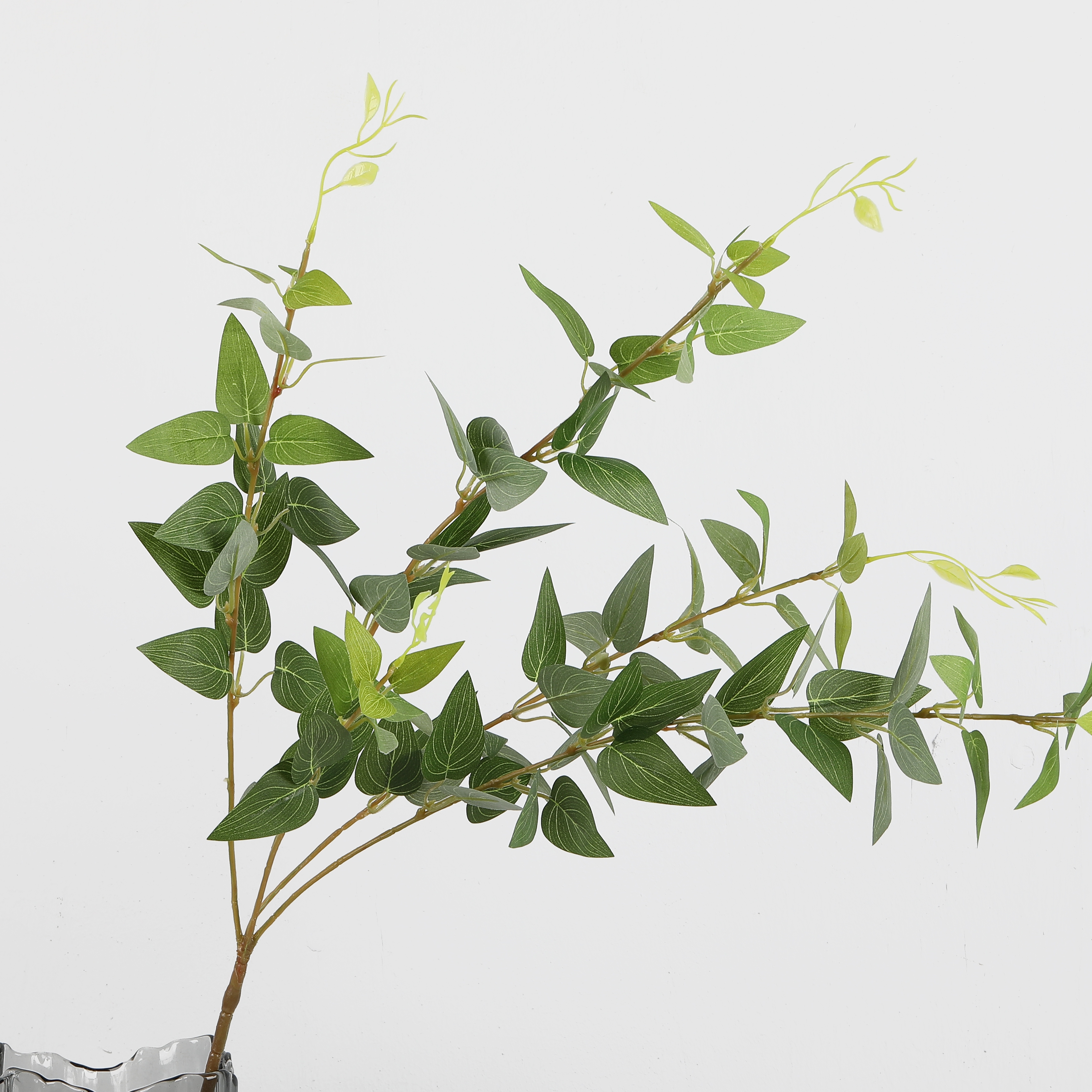 Artificial green plants: 5-head iron wire lotus leaves, artificial green leaf branches, decorative landscaping, home and wedding decoration details Picture