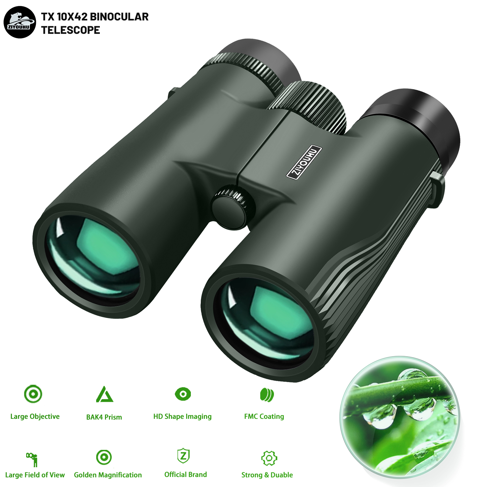 ZIYOUHU 10x42 HD Binoculars Telescope with Clear Imaging Fully Multi-Coated Lenses Rubber Armor for Bird Watching Camping Travel thumbnail