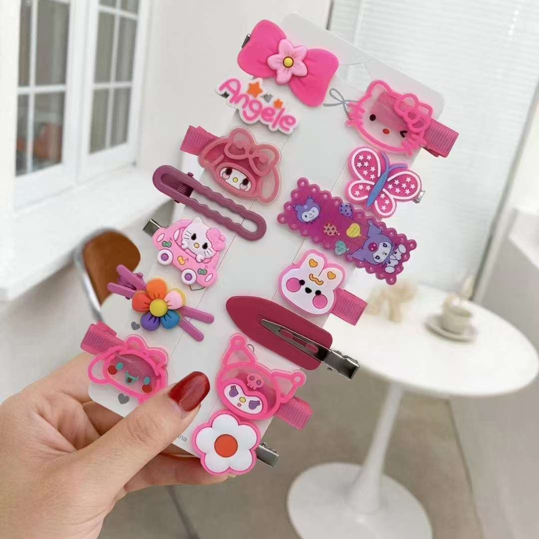 New cute Kuromi children's hair clips, cute cartoon hair clips for little girls, sweet side bangs, bb clips, black headwear, children's summer cuteness Specification image