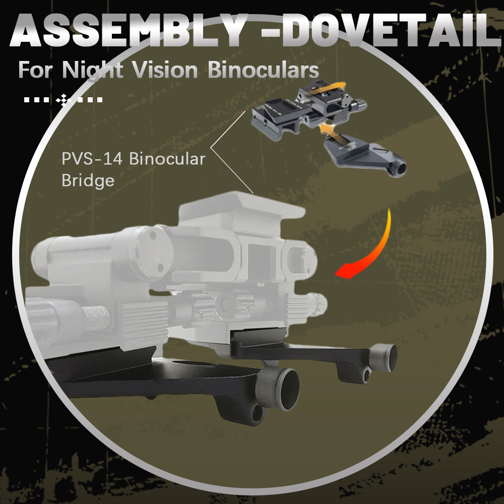 DVS-S NVG Bridge Arm Assembly Aluminum Dovetail Shoes for AN/PVS-14 Night Vision Monocular Bridging Binocular Helmet Mounting Specification drawing