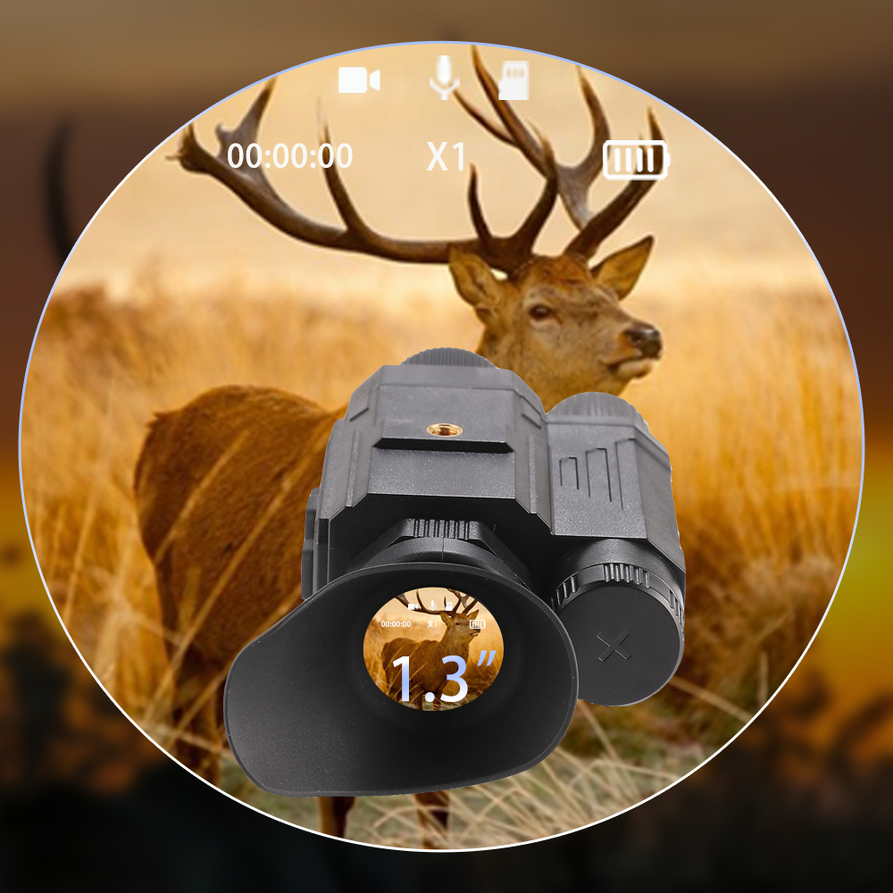 IR Head Mounted Night Vision Helmet Monocular Digital 1080P HD Video Camera Large Field of View for Hunting Day Night Dual Use Specification drawing