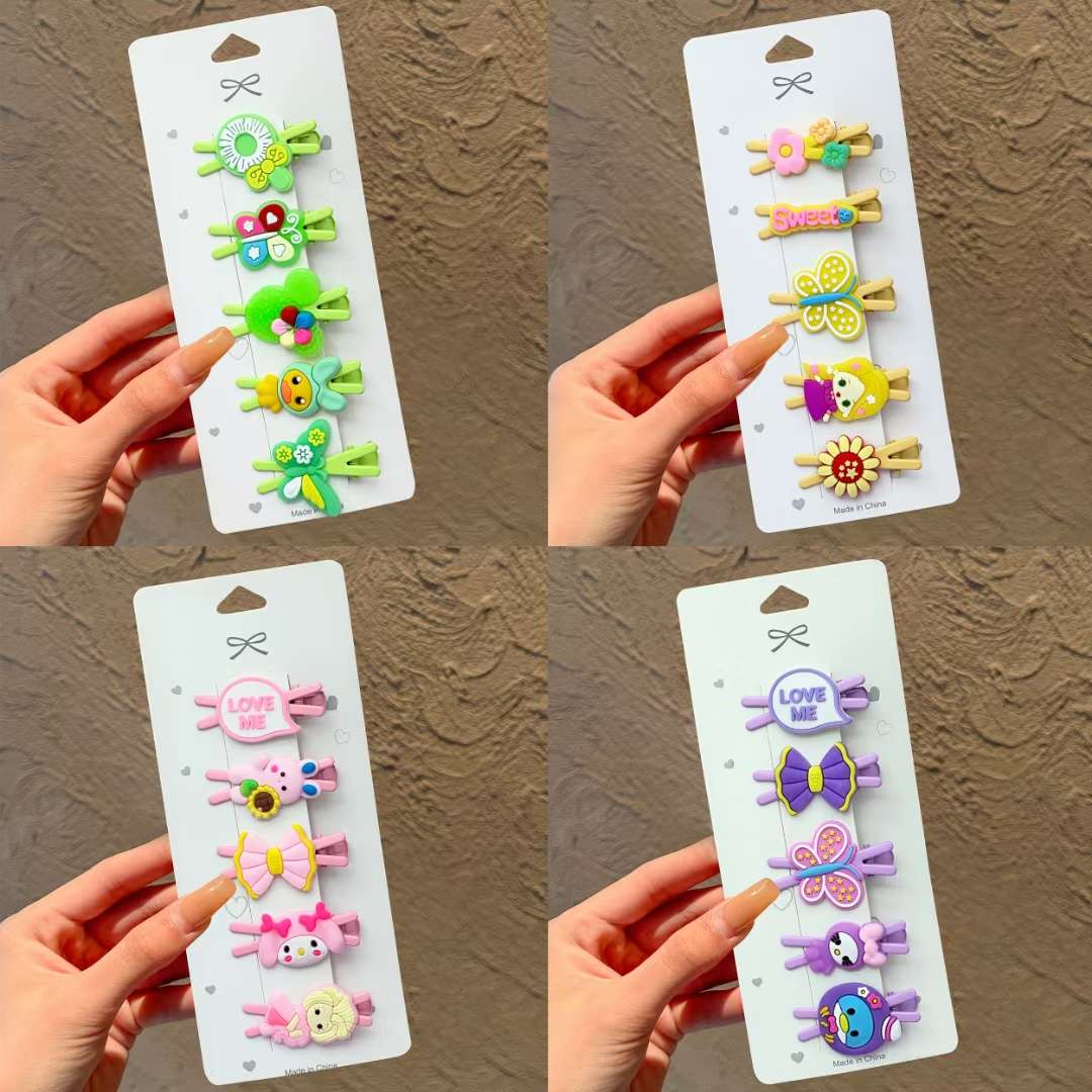 14# Summer Sanlio Melody Kuromi Cartoon Cute X-shaped baby Girl Hairpin Sweet Princess Hairpin Children's Summer Cute children's Fabric headwear detail image 5