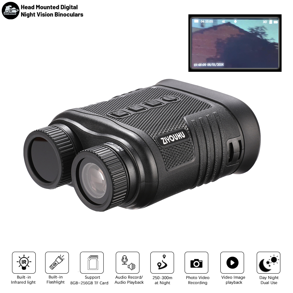 New Mini Pocket Size Night Vision 1080P HD Video Camera 4k Resolution Infrared Digital Binoculars for Hunting Day Night Dual Use full figure