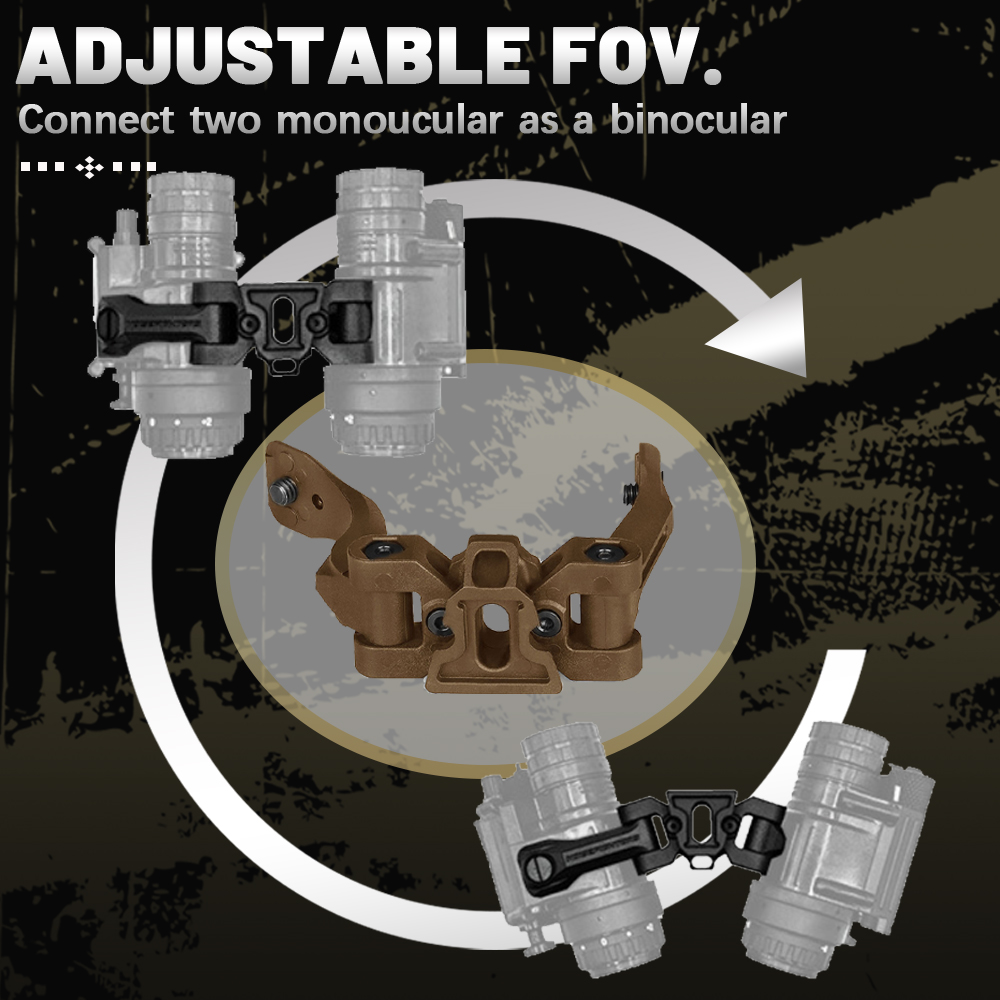 DVS-C Nylong Bridge Bracket Dual J-Arm Mount for AN/PVS-14 Round Screen Night Vision Binocular Bridging NVG Field of View Adjust Specification drawing