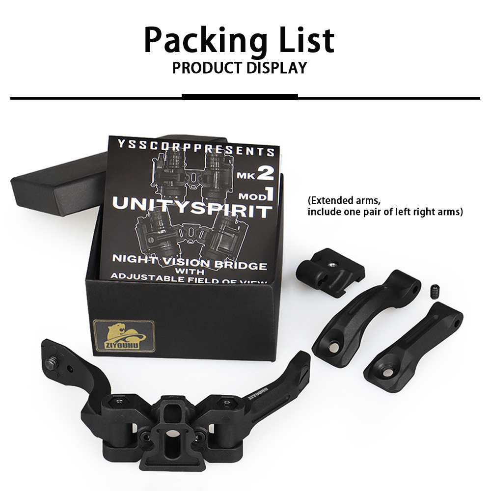 DVS-C Nylong Bridge Bracket Dual J-Arm Mount for AN/PVS-14 Round Screen Night Vision Binocular Bridging NVG Field of View Adjust Item Picture