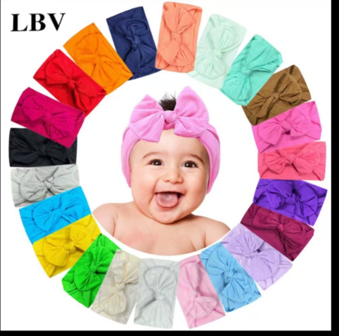 Cross-Border Foreign Trade New Baby Nylon Stockings Bow Headband Super Soft And Comfortable High Elastic Headband Hair Accessories