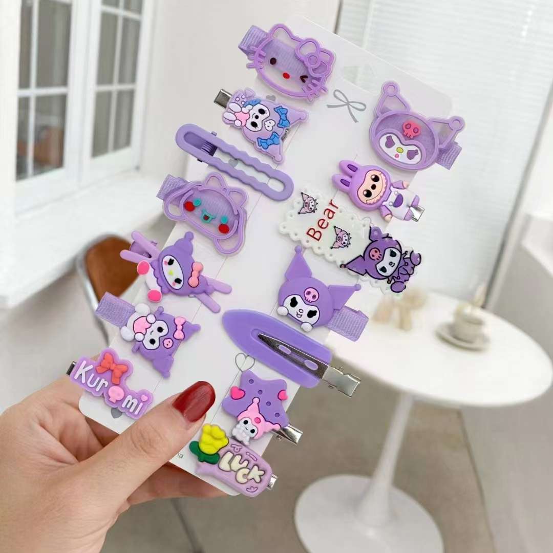 New cute Kuromi children's hair clips, cute cartoon hair clips for little girls, sweet side bangs, bb clips, black headwear, children's summer cuteness Item Picture