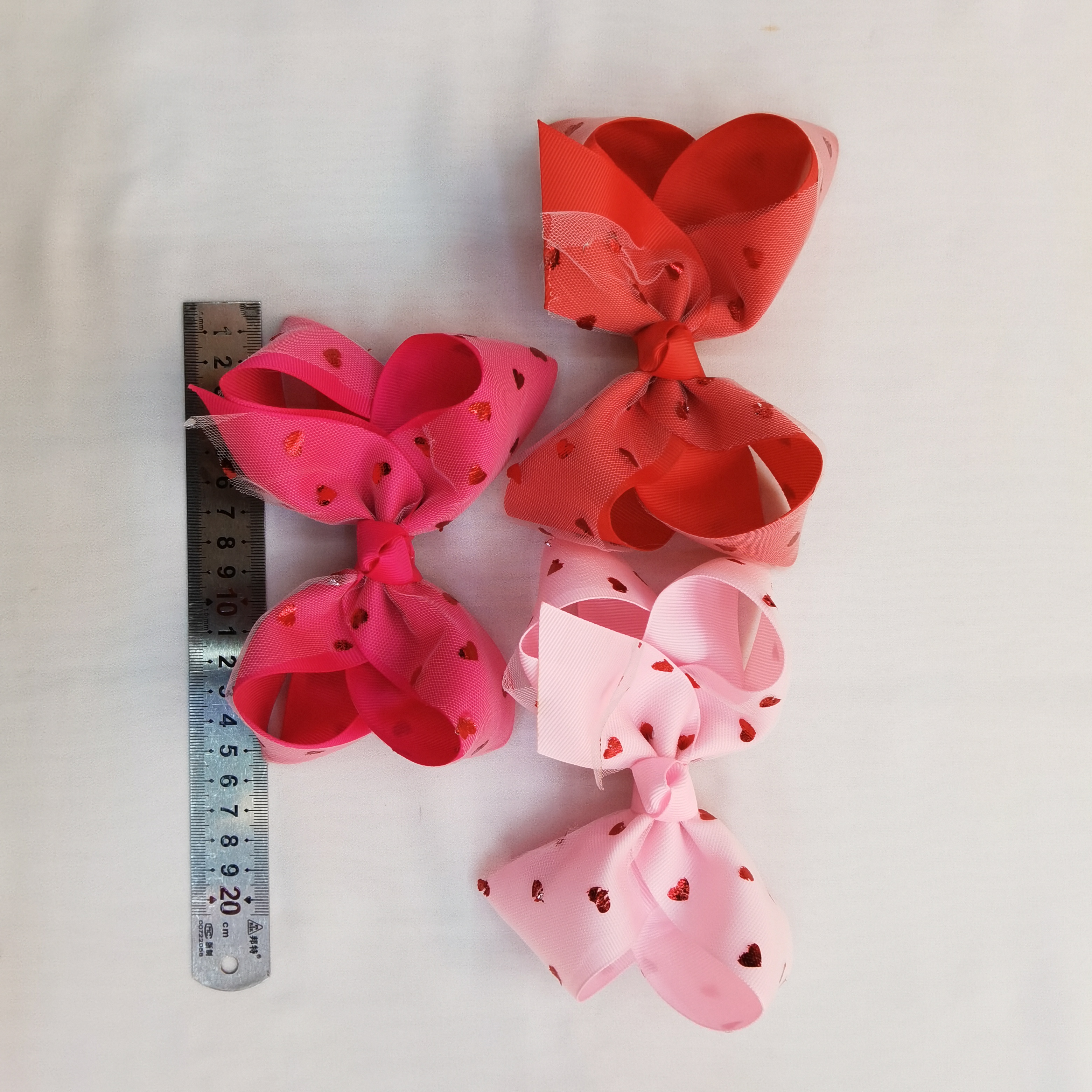 Double Bow Hair Clip Ribbed With Handmade Bow Heart Polka Dot Hair Accessories