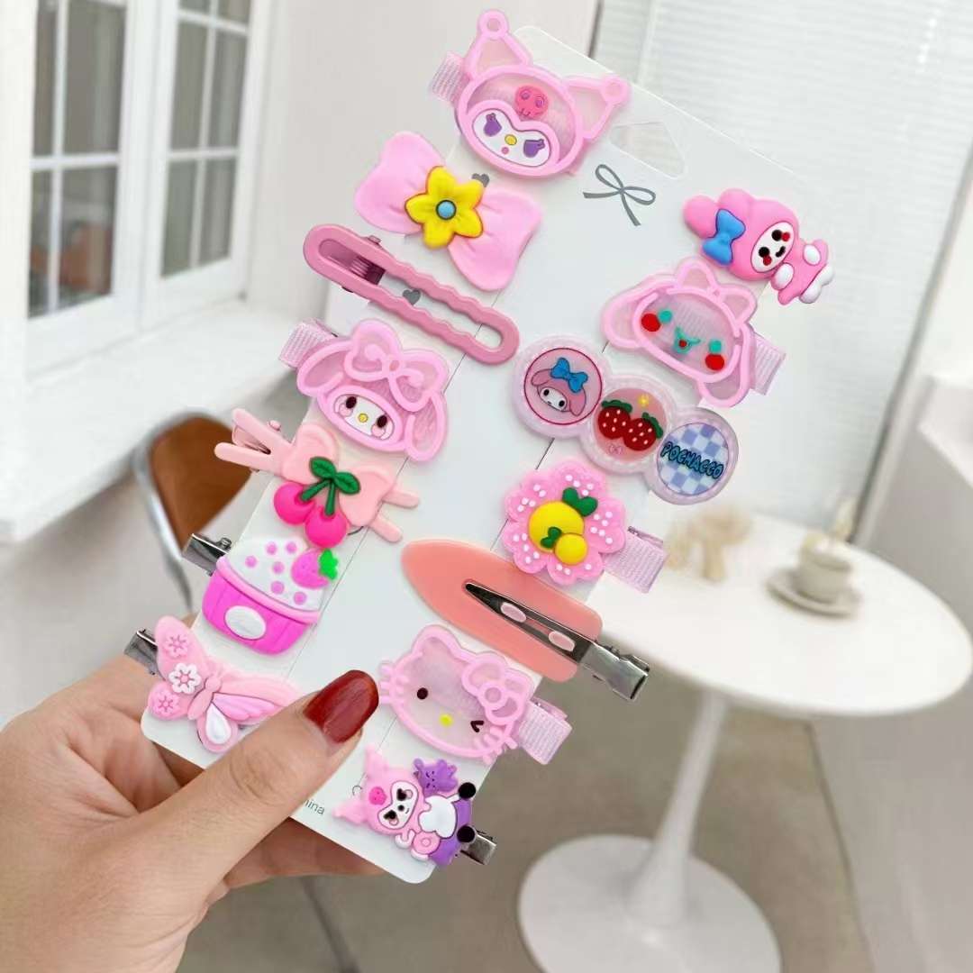 New cute Kuromi children's hair clips, cute cartoon hair clips for little girls, sweet side bangs, bb clips, black headwear, children's summer cuteness