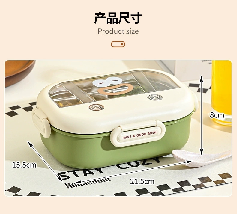 M73-9971 fresh and light color lunch box, 304 stainless steel double-layer heat and cold preservation material children's lunch box detail image 8
