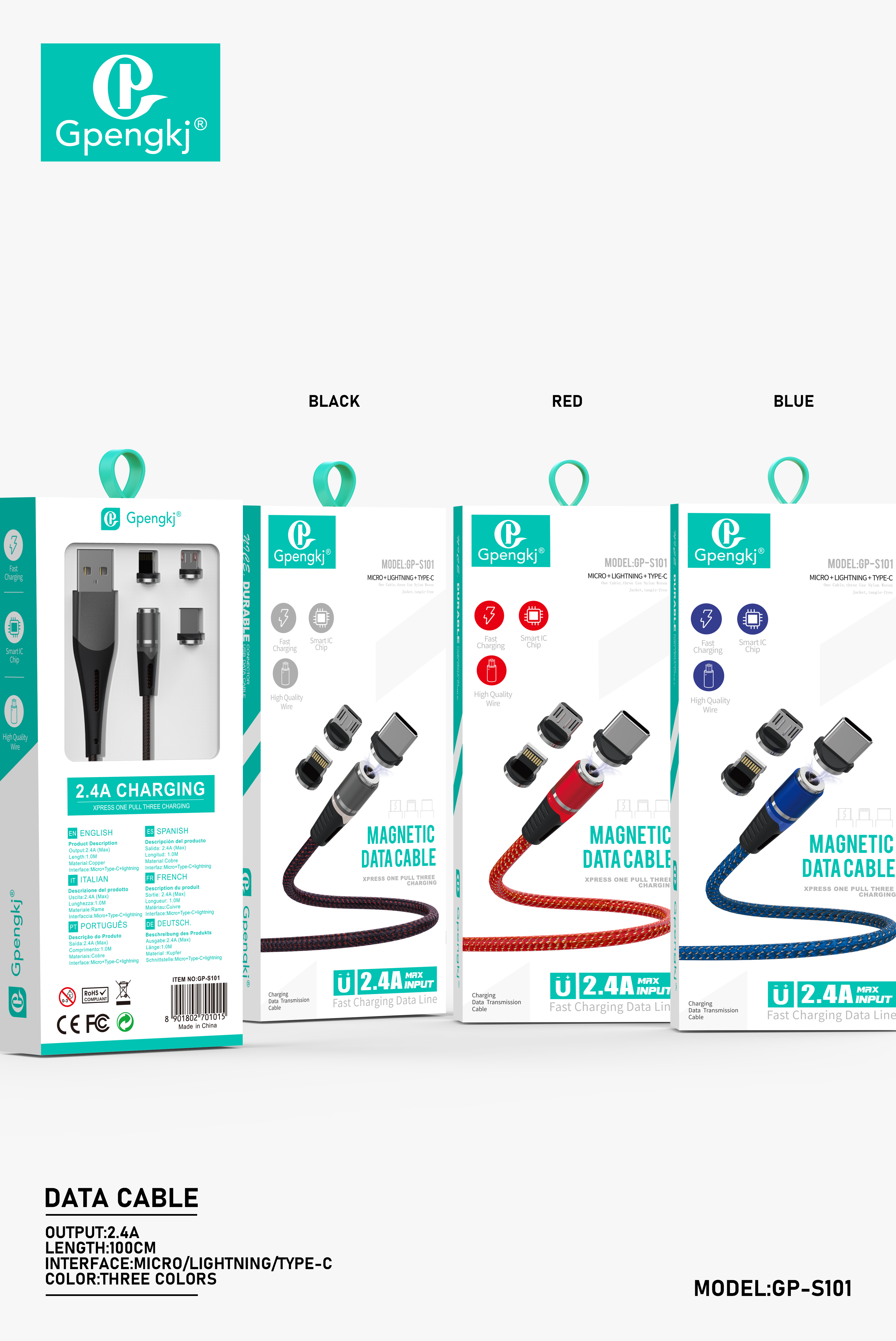Magnetic Fast Charge Data Cable 3-In-1 Magnetic Charging Cable Powerful Magnet Head Magnet Stone One Tow Three Adsorption Car Apple Huawei (Price Negotiable)