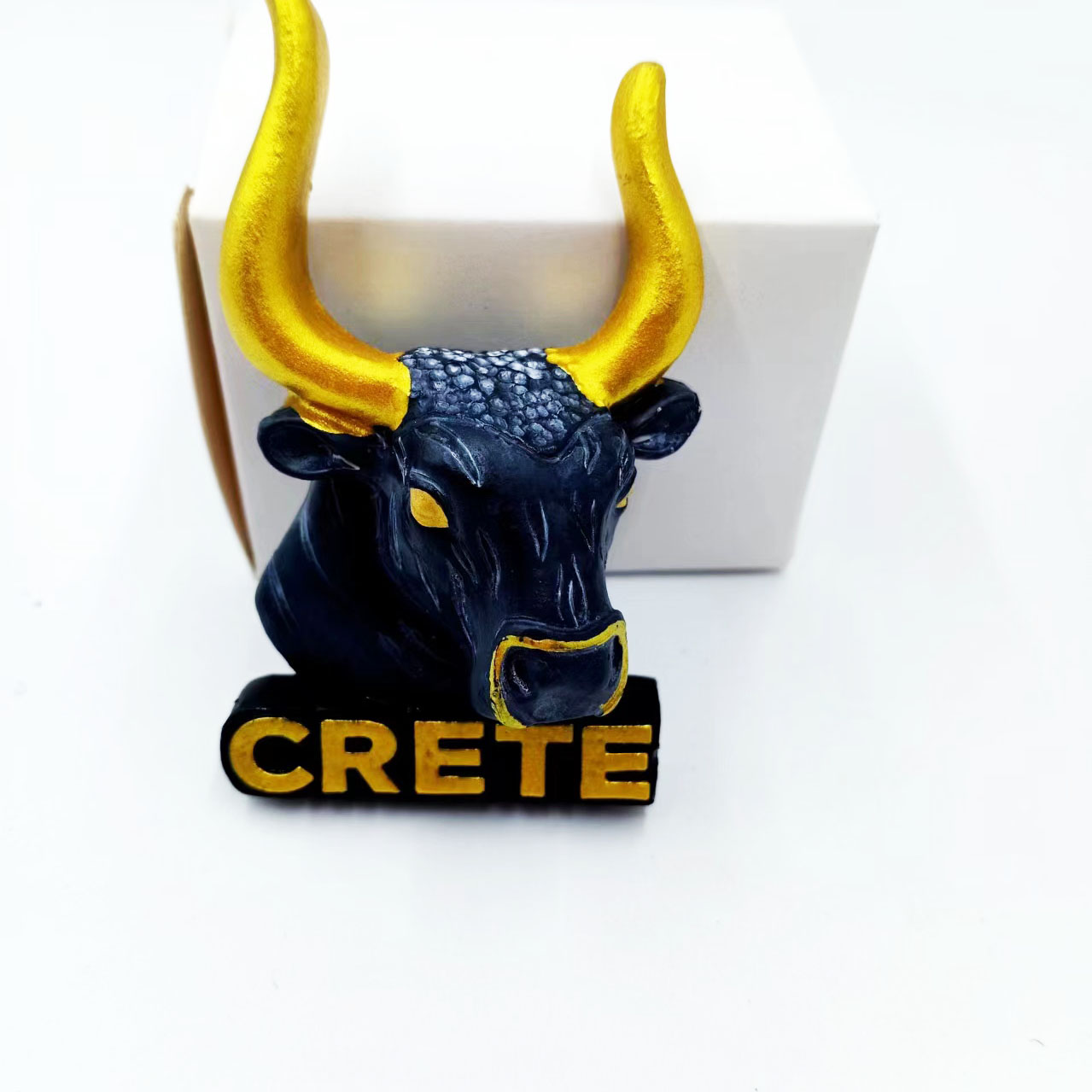 希腊CRETE克里特岛牛头冰箱贴 爱琴海手绘旅游纪念品树脂冰箱贴