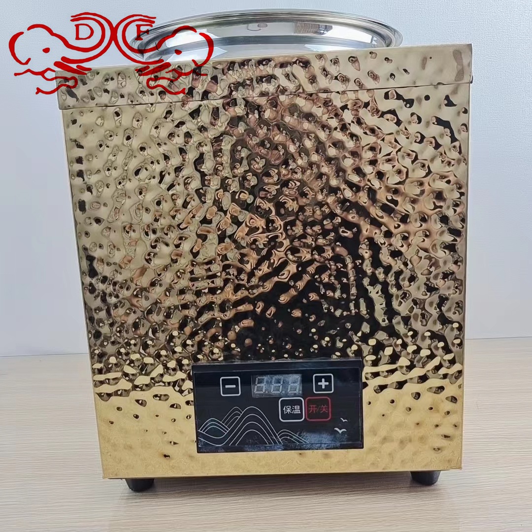 DF68390 stainless steel hammer-textured square intelligent CNC warm soup pot and warm porridge bucket hotel buffet insulated stove DF TRADINGHOUSE Specification image