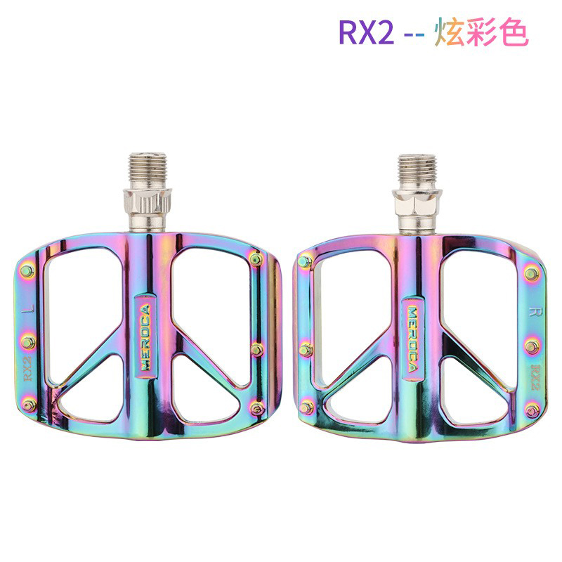 RX2 Colorful bearing, aluminum alloy pedals, bicycle pedals, mountain bike pedals with nails, anti-slip bicycle pedals details Picture