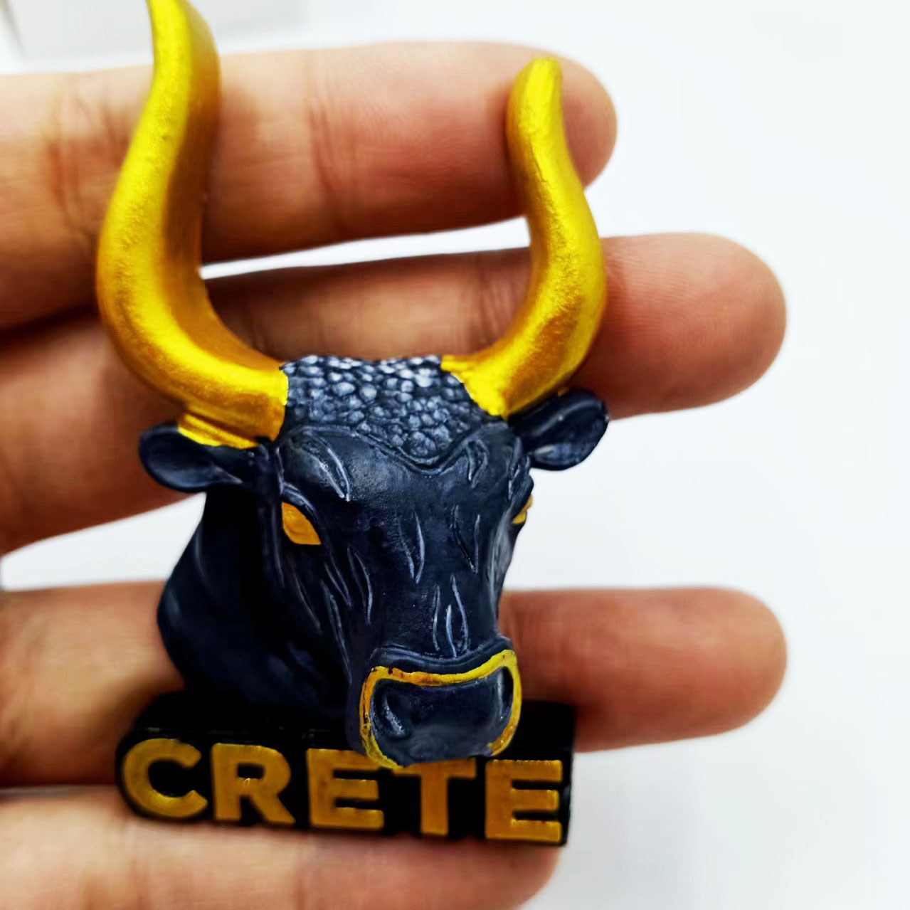 希腊CRETE克里特岛牛头冰箱贴 爱琴海手绘旅游纪念品树脂冰箱贴