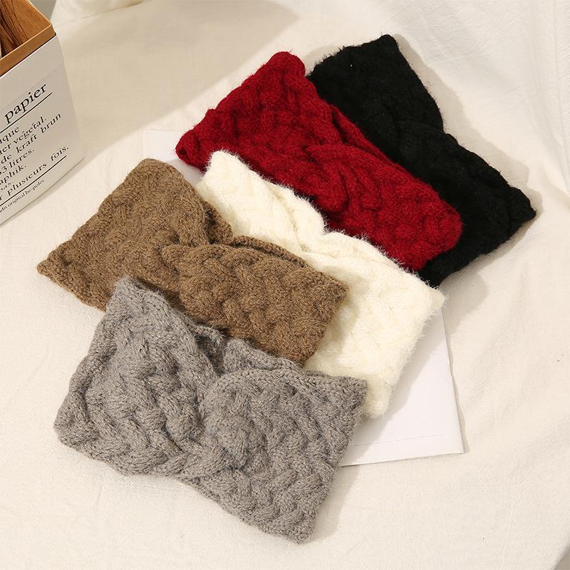 Woolen cross headband for women, Korean Instagram sporty outdoor knitted headwear, popular wide-edge facial cleansing headband, anti-slip headband detail image 6