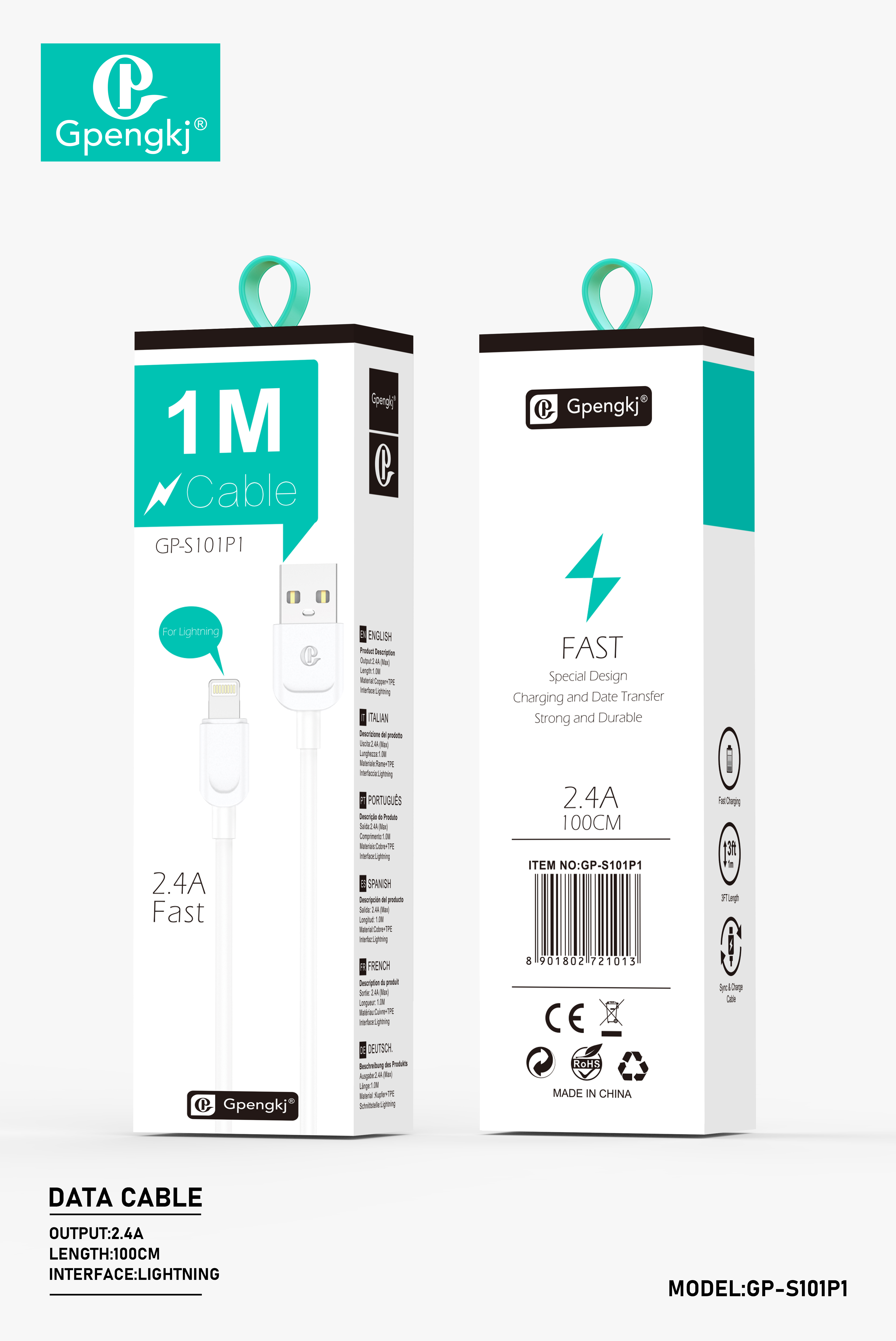 1 Meter Data Cable For Apple Android Typec Huawei Charging Cable Universal Fast Charge 2.4A Data Cable Wholesale (Price Negotiable) details Picture