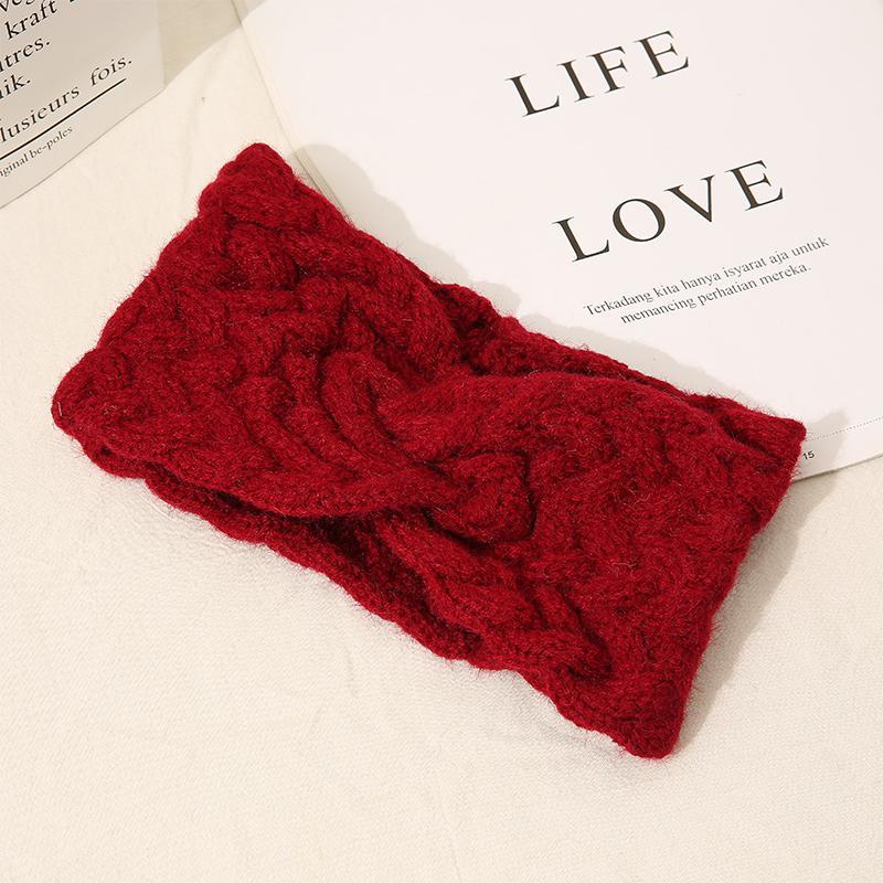 Woolen cross headband for women, Korean Instagram sporty outdoor knitted headwear, popular wide-edge facial cleansing headband, anti-slip headband Specification image