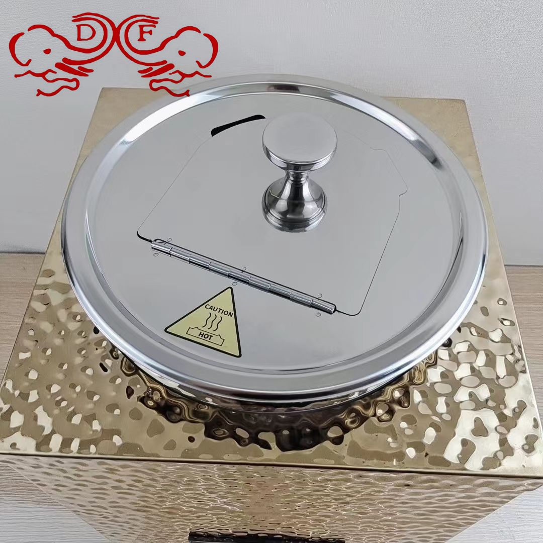 DF68390 stainless steel hammer-textured square intelligent CNC warm soup pot and warm porridge bucket hotel buffet insulated stove DF TRADINGHOUSE Application Scenario