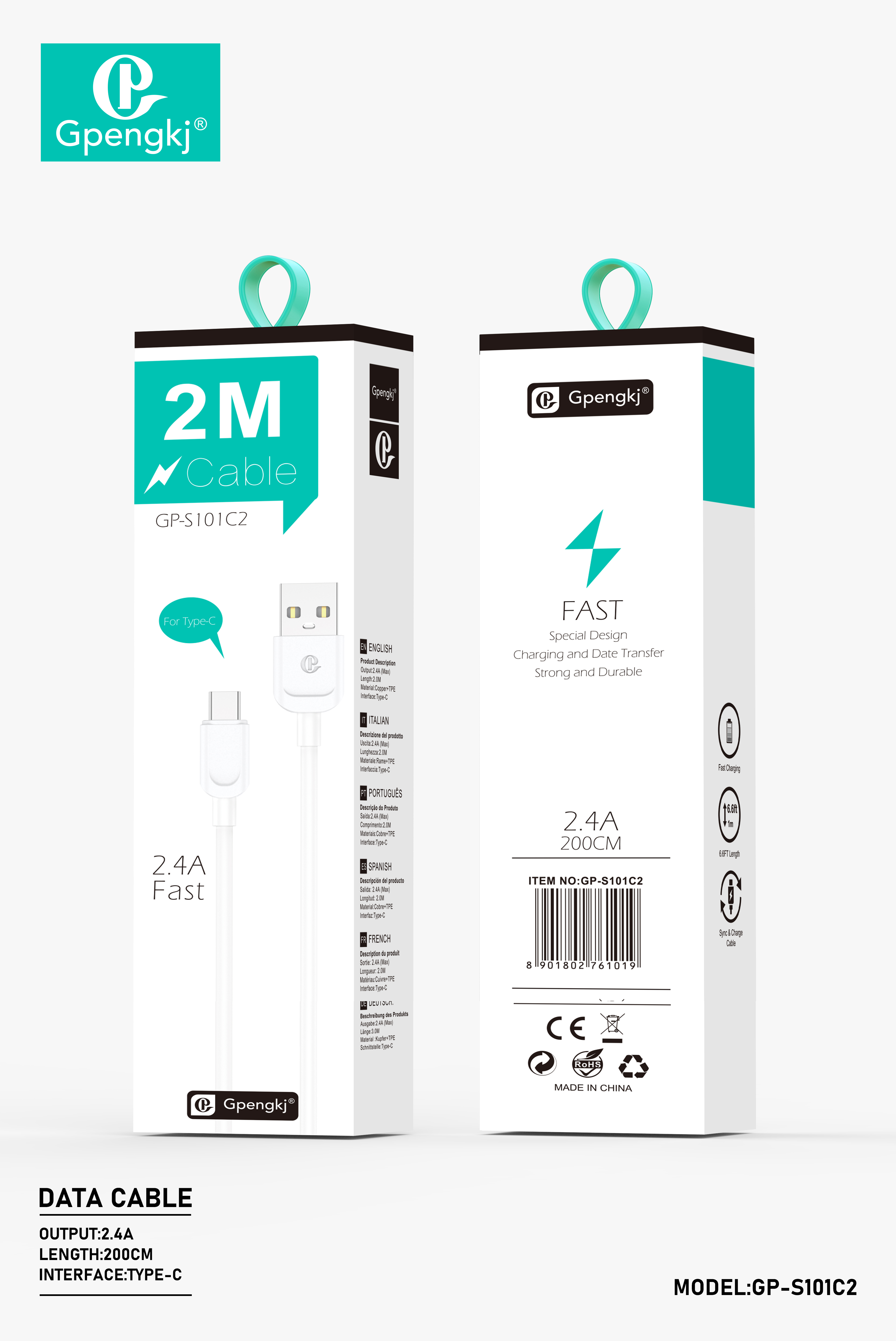 2 Meters Data Cable For Apple Android Typec Huawei Charging Cable Universal Fast Charge 2.4A Data Cable Wholesale (Price Negotiable)