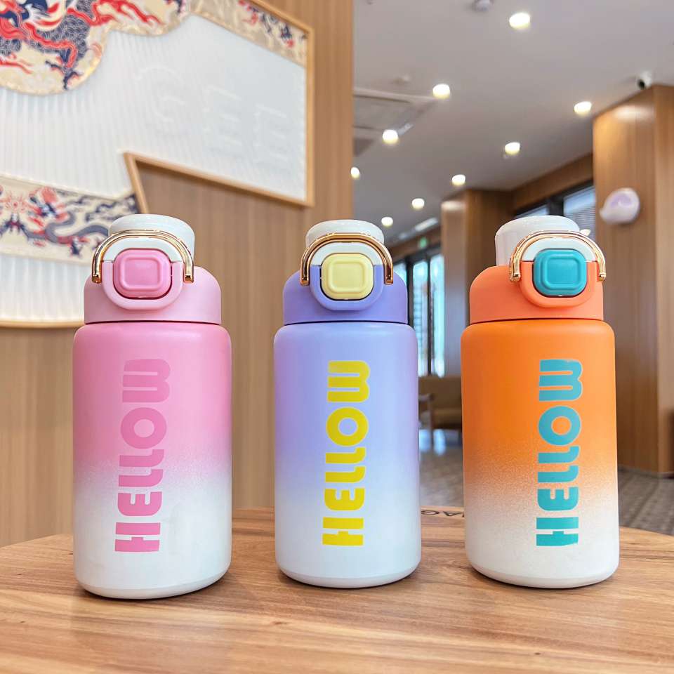 Z37-81042024 New gradient stainless steel insulated cup, high appearance level for girls, straw cup, insulated and cold preservation pot details Picture