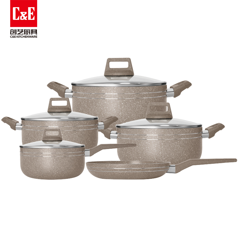  C&E创艺锅具9件套不粘煎盘奶锅不同容量汤锅多功能锅具厨房用品家用详情8