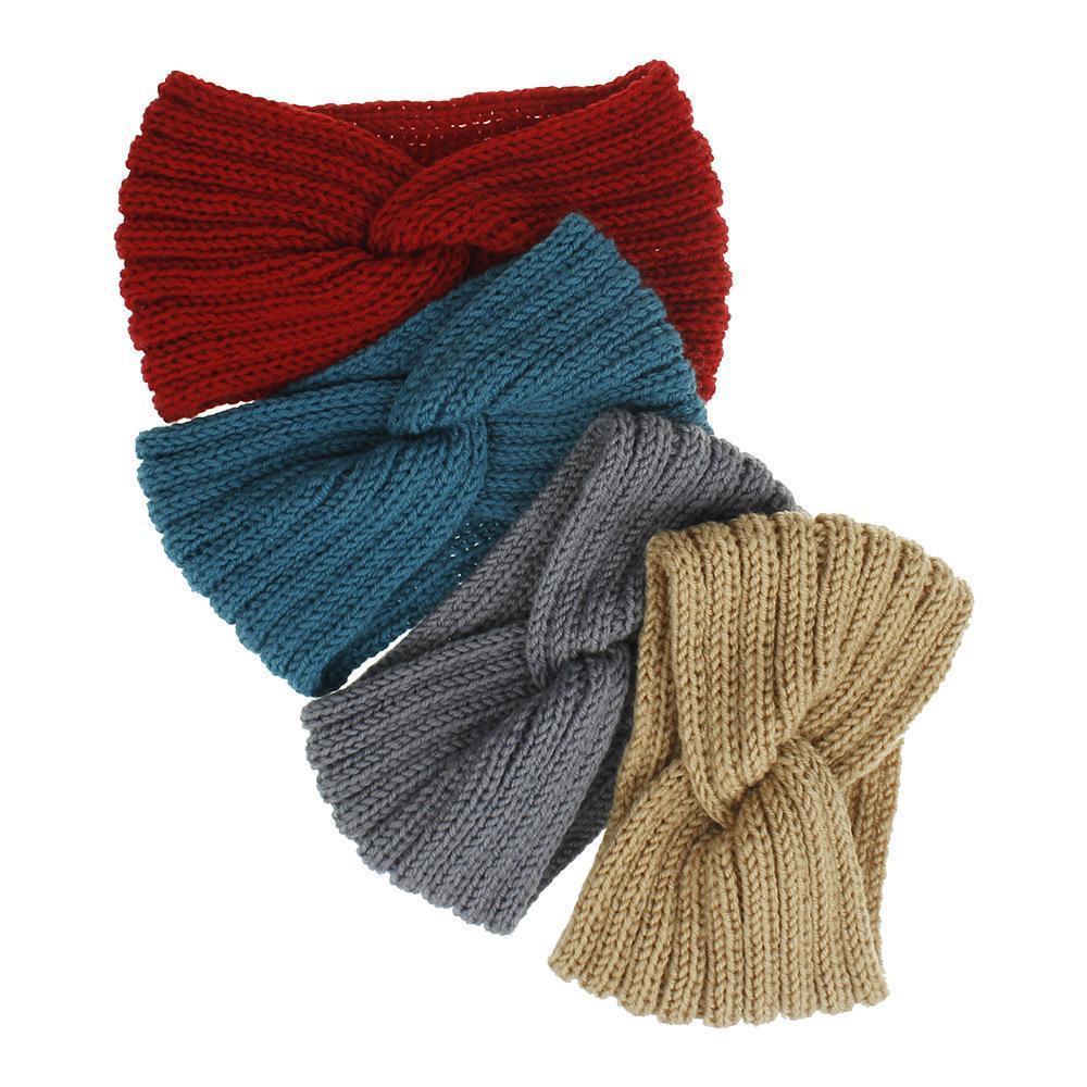 Korean knitted cross hair band in solid color, simple daily sporty style, elastic headband, high-elasticity wide-edge hair band and hairpin details Picture