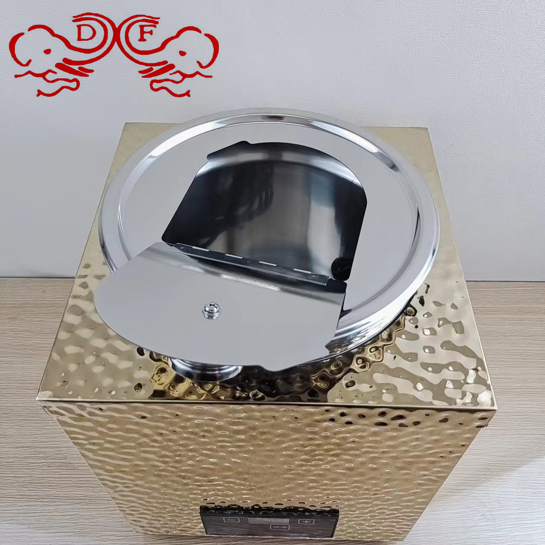 DF68390 stainless steel hammer-textured square intelligent CNC warm soup pot and warm porridge bucket hotel buffet insulated stove DF TRADINGHOUSE details Picture