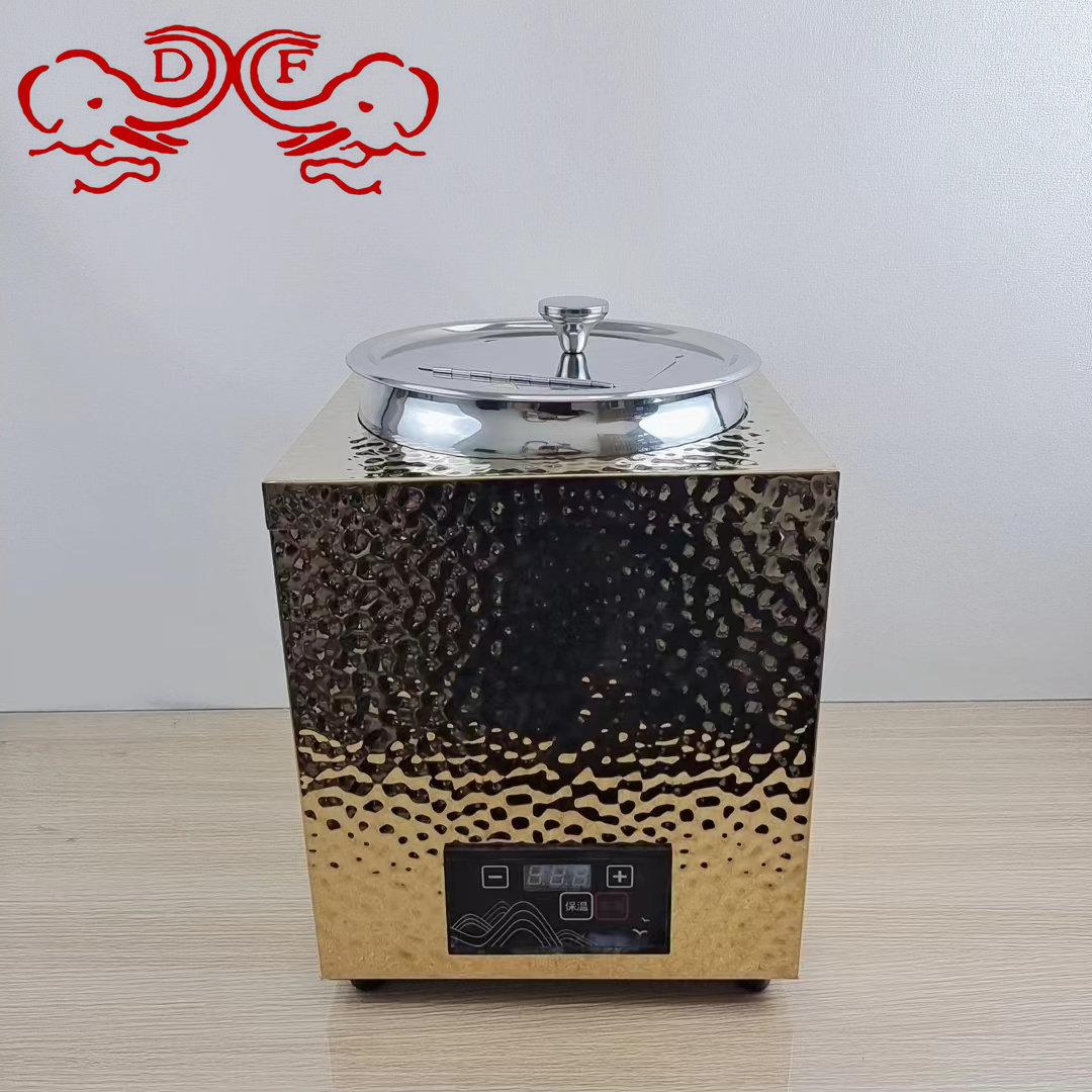 DF68390 stainless steel hammer-textured square intelligent CNC warm soup pot and warm porridge bucket hotel buffet insulated stove DF TRADINGHOUSE