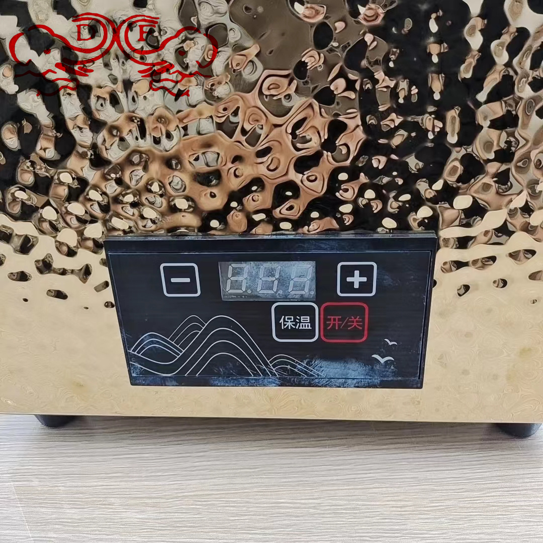 DF68390 stainless steel hammer-textured square intelligent CNC warm soup pot and warm porridge bucket hotel buffet insulated stove DF TRADINGHOUSE Item Picture
