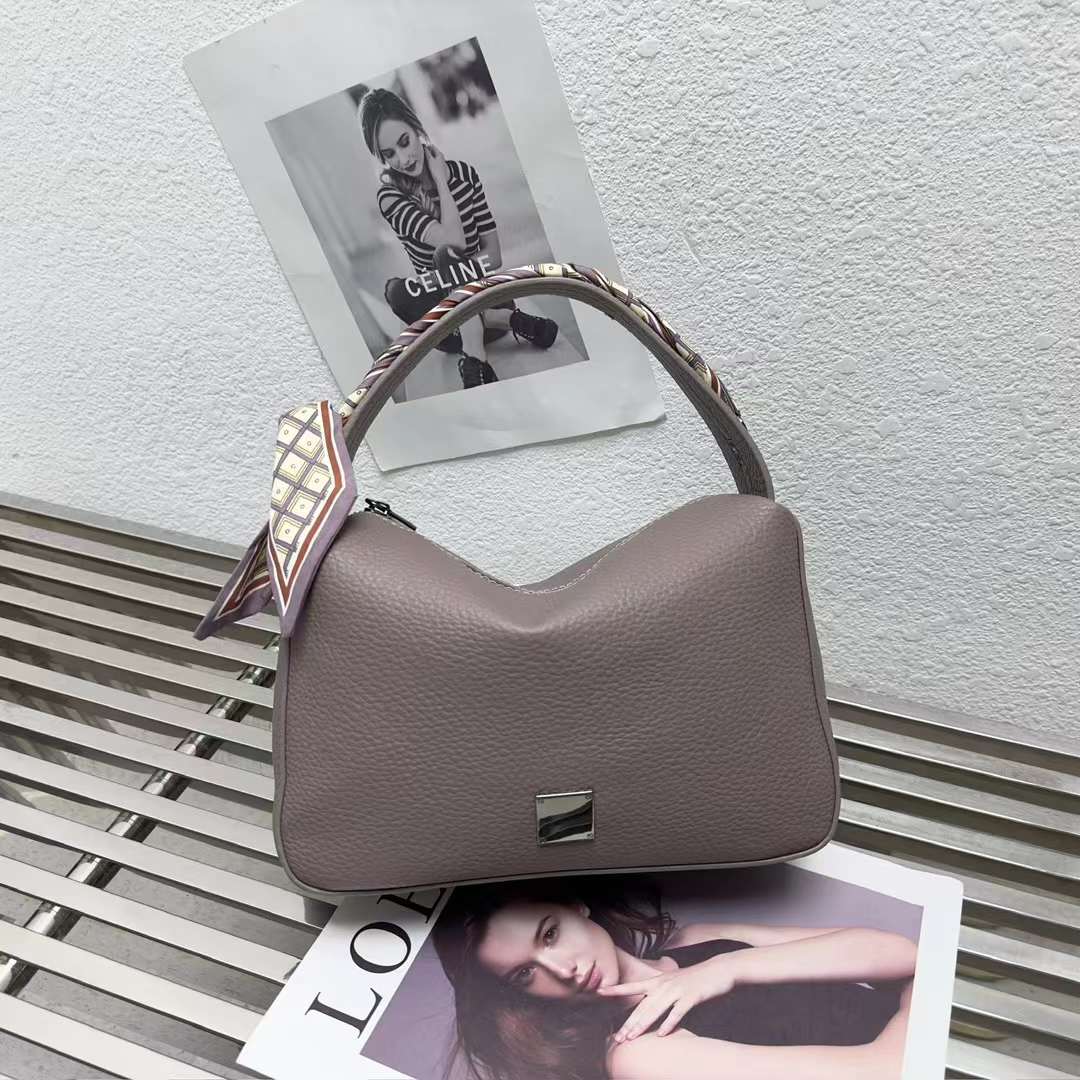 Fashionable women's leather bag, elephant grey vegetable basket bag, women's bag, top layer cowhide single-shoulder bag, women's crossbody fashionable women's luxury imitation men's bag, men's 2024 simple elephant grey vegetable basket bag, elephant grey vegetable basket bag details Picture