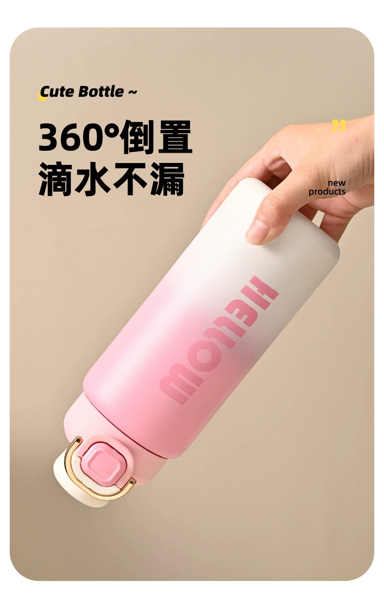 Z37-81042024 New gradient stainless steel insulated cup, high appearance level for girls, straw cup, insulated and cold preservation pot detail image 9