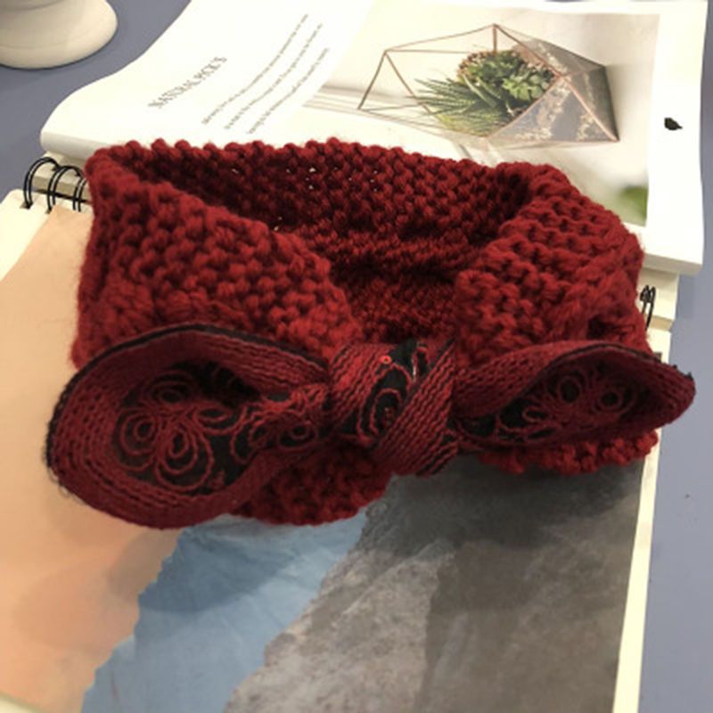 Popular knitted woolen bow sequined hair band for women, Korean version, versatile outerwear hair band, hair clip, headband, hair accessory, women's autumn hair band detail image 5