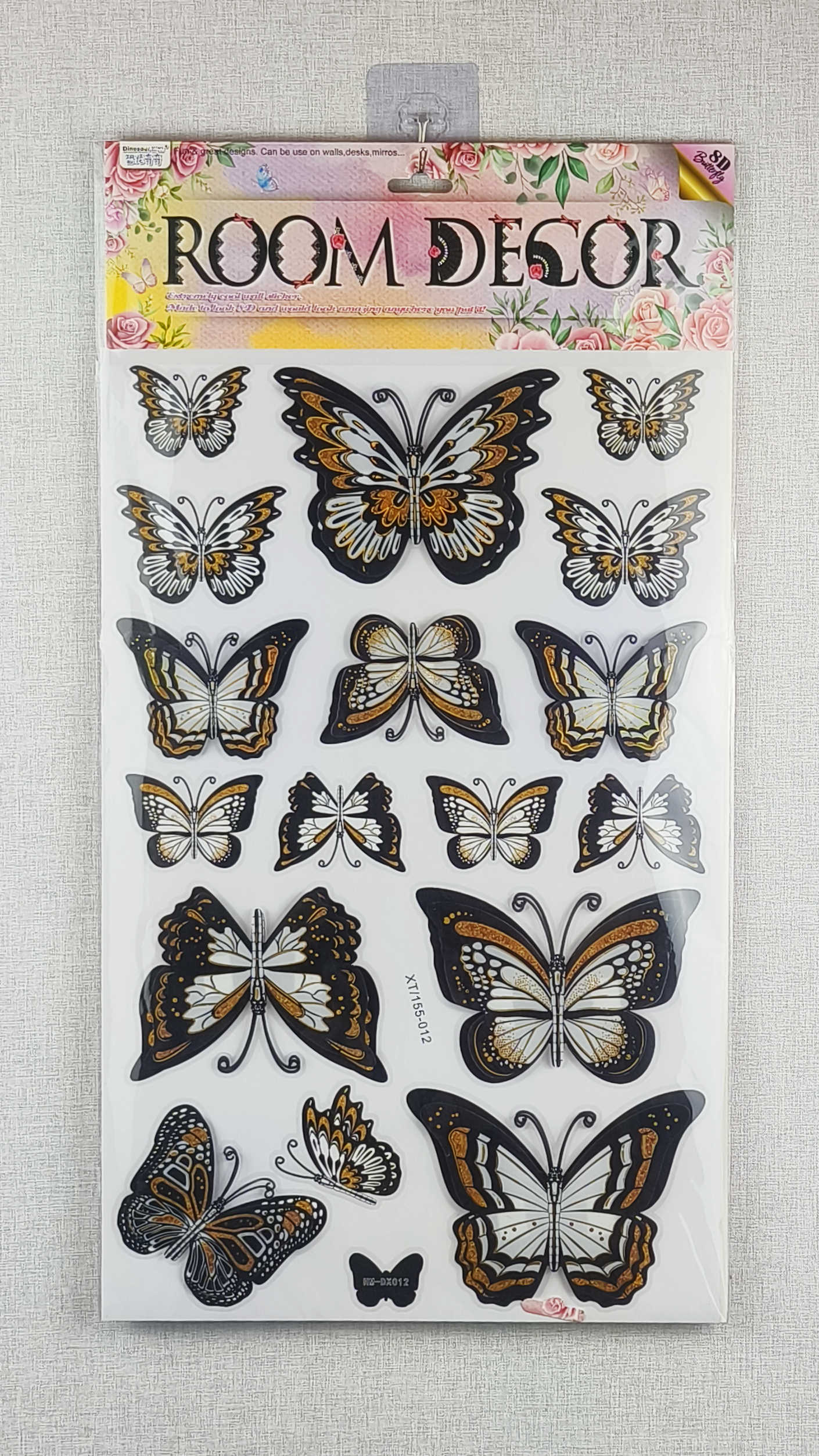 8D three-dimensional butterfly wall stickers, gold-embossed three-dimensional multi-layer wall stickers, 12 types of living room wall decoration wall stickers Application Scenario