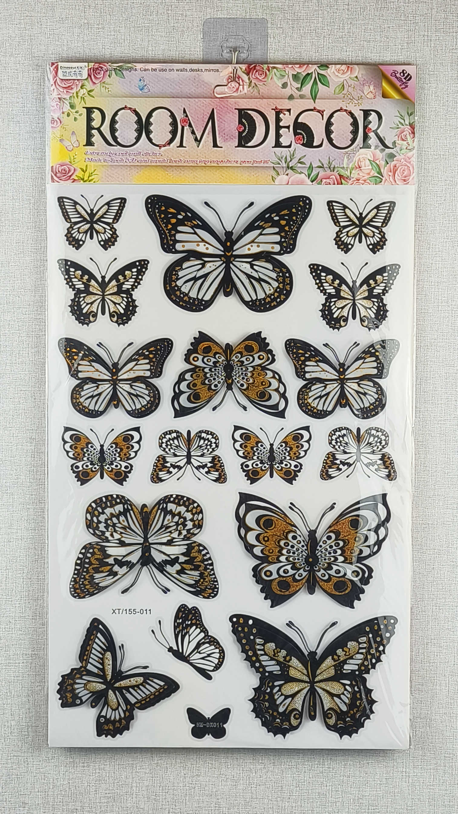 8D three-dimensional butterfly wall stickers, gold-embossed three-dimensional multi-layer wall stickers, 12 types of living room wall decoration wall stickers