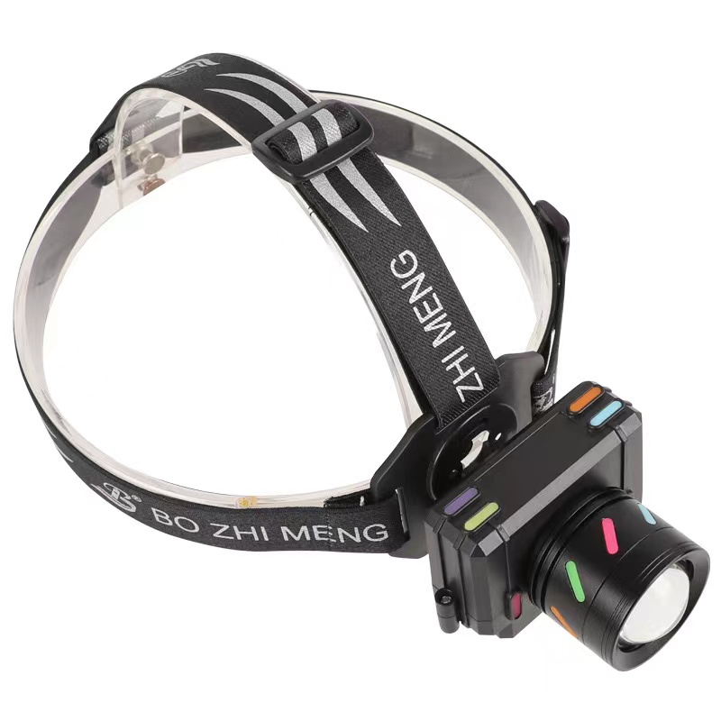 Outdoor multi-functional telescopic headlamp, digital electric display, rechargeable zoom, strong light head, long-lasting lithium battery, fluorescent bicycle lamp, portable waterproof emergency lamp, head-mounted flashlight, ultra-bright white laser headlamp Item Picture