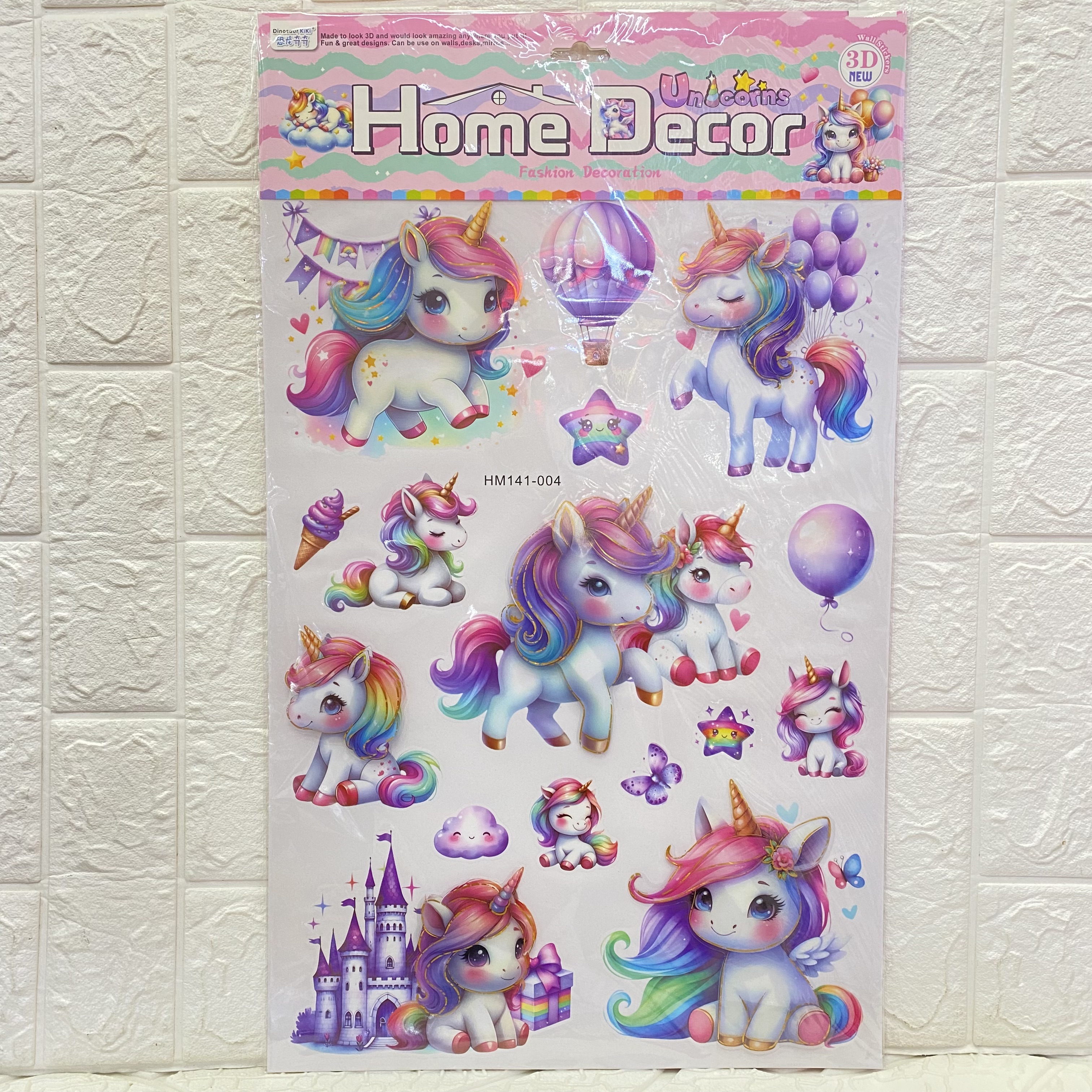 8D cartoon wall stickers, layer upon layer, 3D stereoscopic cartoon unicorn children's decorative stickers, home room, layer upon layer wall stickers Item Picture