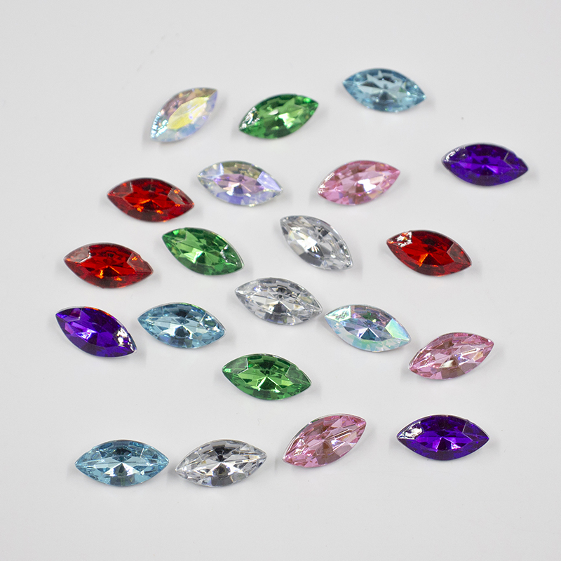 Imitation glass pointed-bottom horse eye acrylic drill claw drill crystal hand-sewn drill diy cross-shaped boat-shaped clothing decoration accessories Item Picture