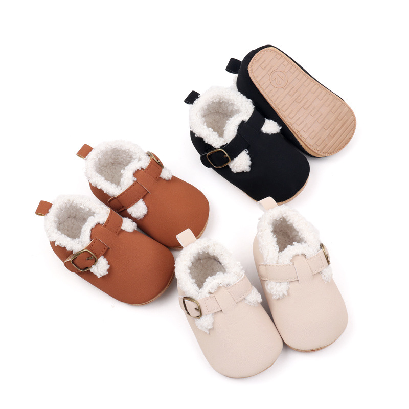 New autumn and winter baby shoes soft sole toddler shoes for infants aged 0 to 1 year old plus velvet to keep warm and not fall off thumbnail