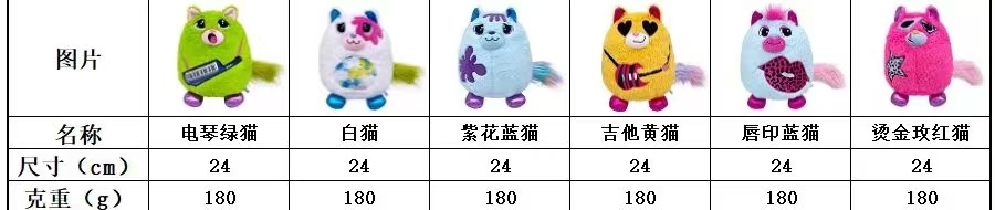 Simulated kitten dolls, lightning blue cat tie, yellow cat, electric piano, green cat, gilded rose red cat and many other colors of plush toys, dolls, small animal plush toys pic 3
