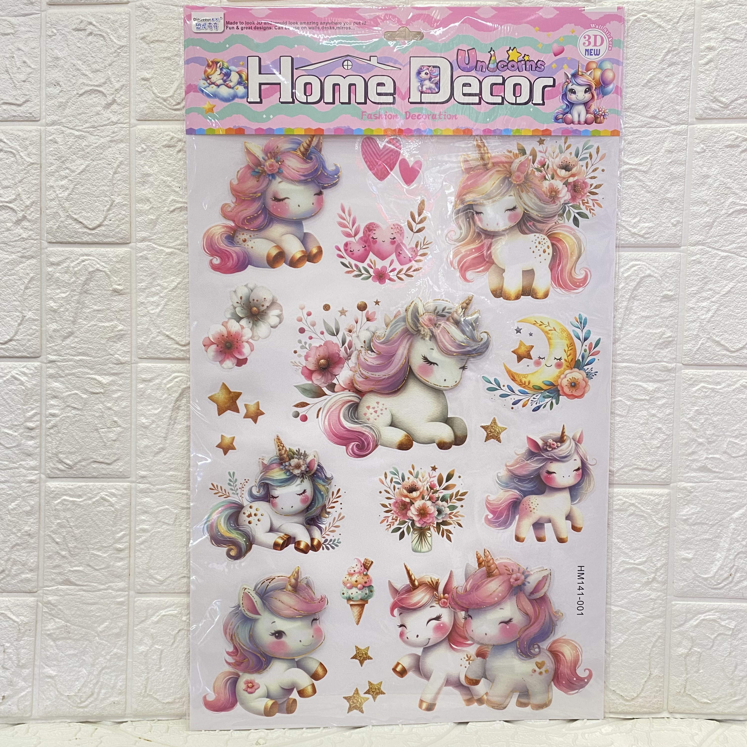 8D cartoon wall stickers, layer upon layer, 3D stereoscopic cartoon unicorn children's decorative stickers, home room, layer upon layer wall stickers