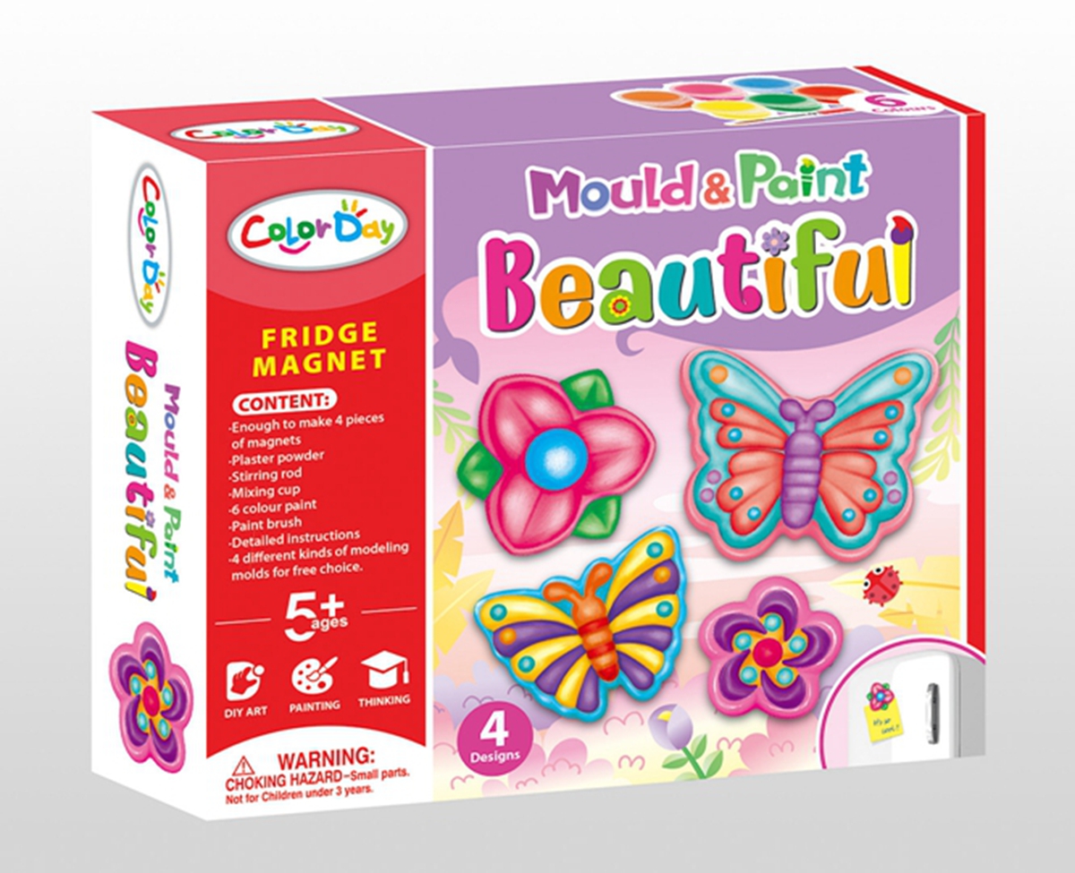 Cross-border hot DIY plaster painting toys - mirror DIY plaster painting toys - picture frame DIY plaster painting toys refrigerator sticker - flower puzzle board game toys