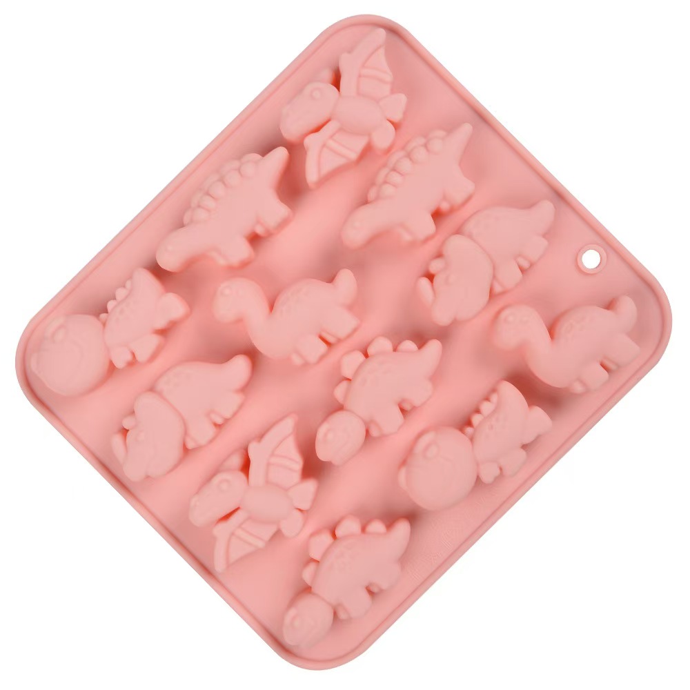 The popular Douyin Douyin cartoon Jurassic dinosaur cake silicone mold, homemade chocolate mold, cartoon cute 12-hole DIY silicone mold details Picture