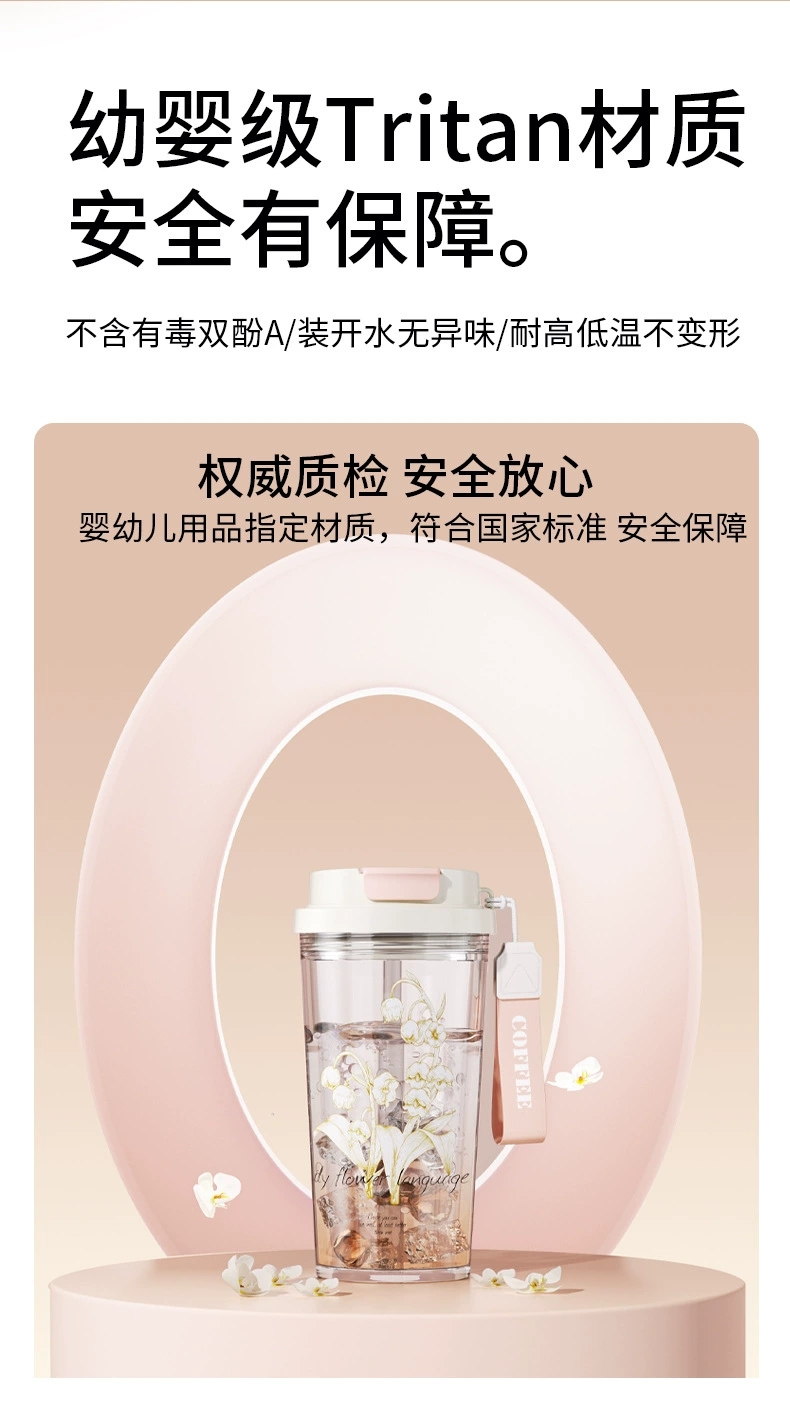 The new summer lily of the valley plastic cup of S98-YHSQ2005 is a creative, portable and shock-resistant plastic water cup with a high appearance level detail image 9